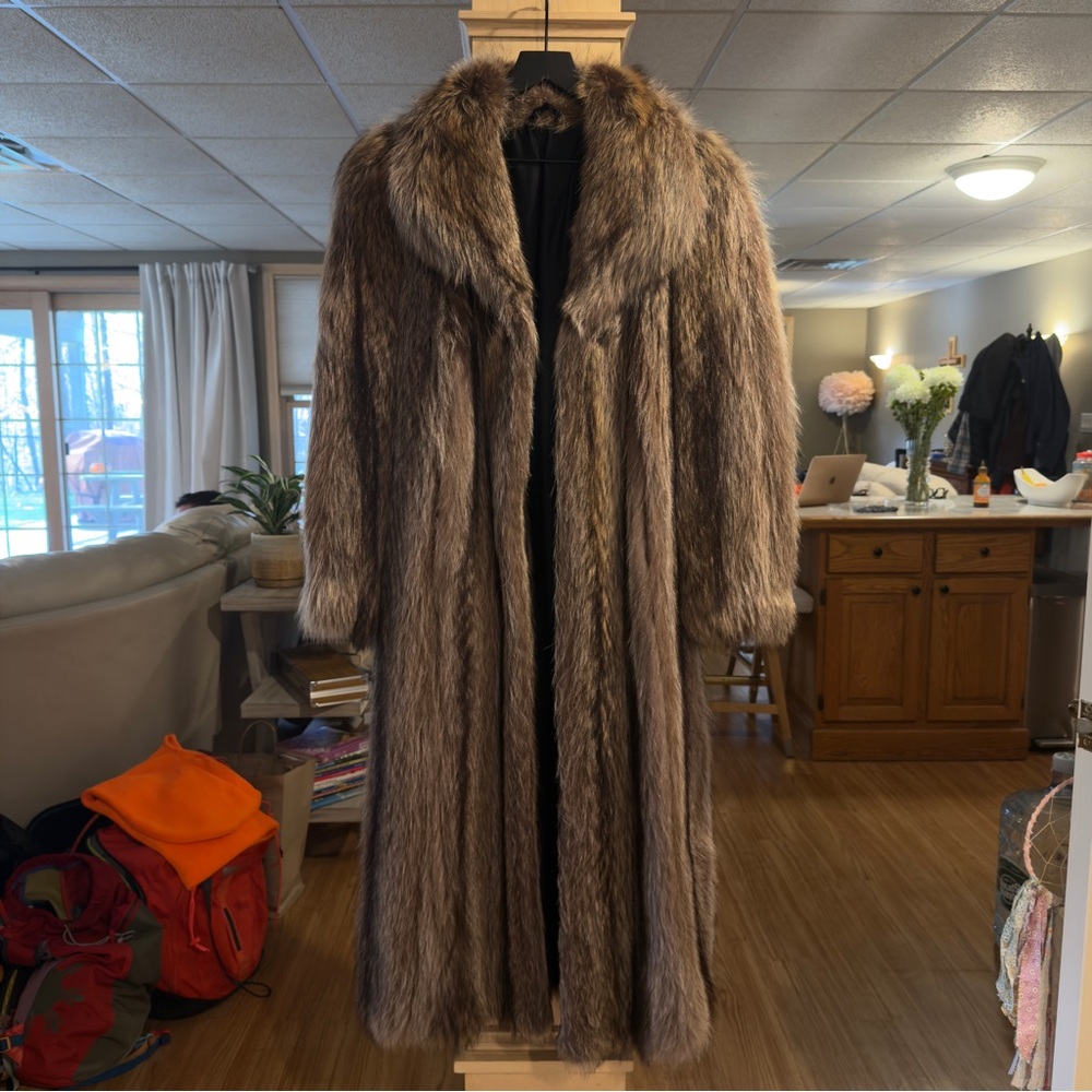 Luxurious Raccoon Full Length Coat